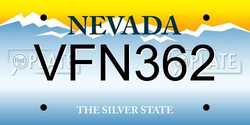 VFN362 Nevada License Plate