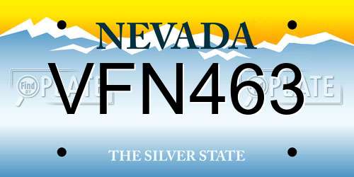 VFN463 Nevada License Plate