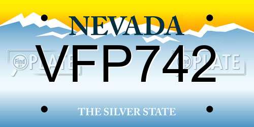 VFP742 Nevada License Plate