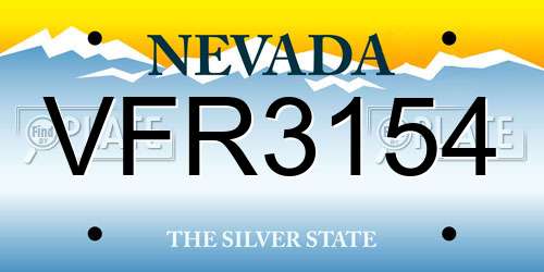 VFR3154 Nevada License Plate