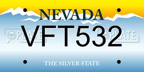 VFT532 Nevada License Plate