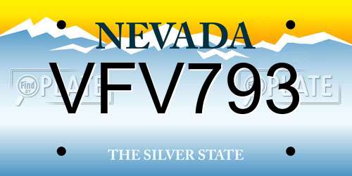 VFV793 Nevada License Plate