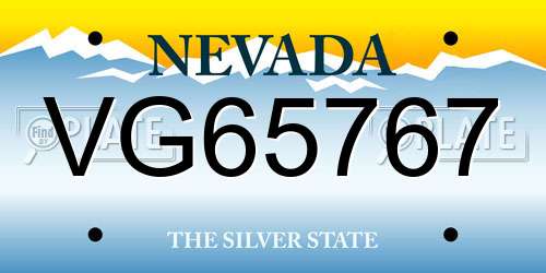 VG65767 Nevada License Plate