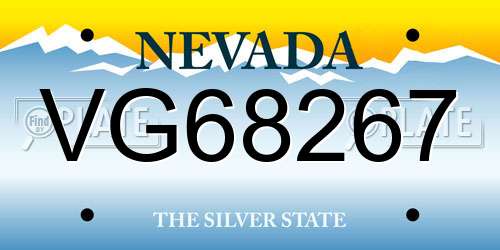 VG68267 Nevada License Plate