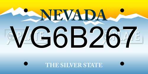 VG6B267 Nevada License Plate