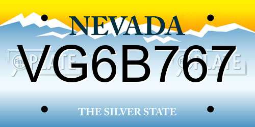 VG6B767 Nevada License Plate