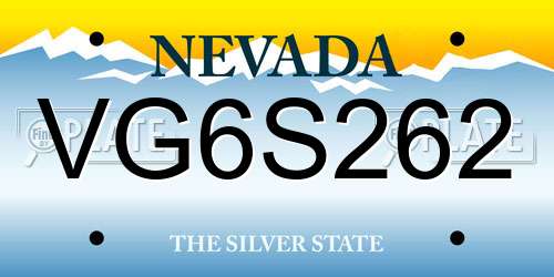 VG6S262 Nevada License Plate