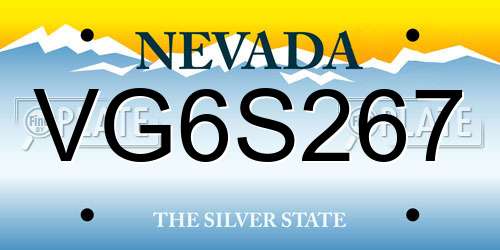 VG6S267 Nevada License Plate
