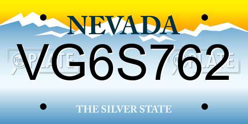 VG6S762 Nevada License Plate