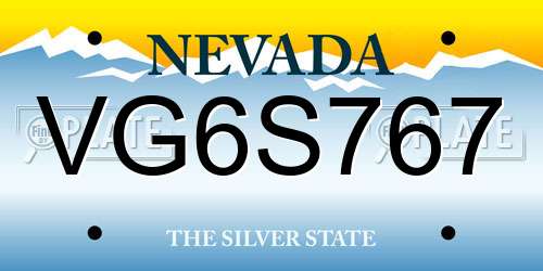 VG6S767 Nevada License Plate
