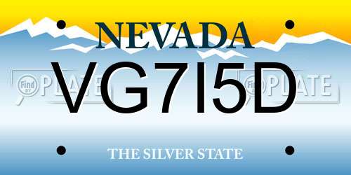VG7I5D Nevada License Plate