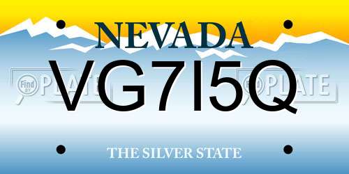 VG7I5Q Nevada License Plate
