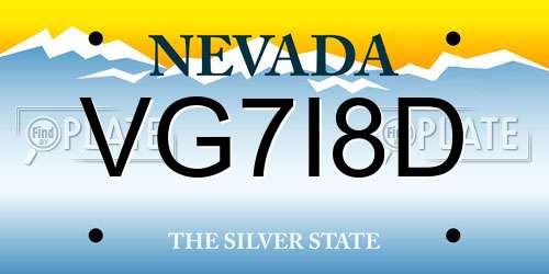 VG7I8D Nevada License Plate