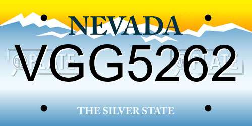 VGG5262 Nevada License Plate