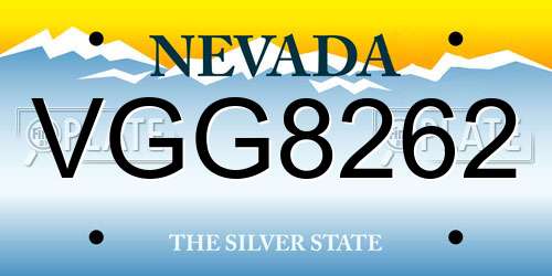 VGG8262 Nevada License Plate
