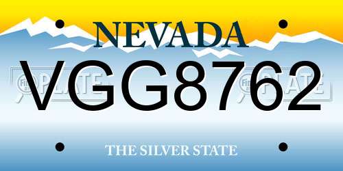 VGG8762 Nevada License Plate