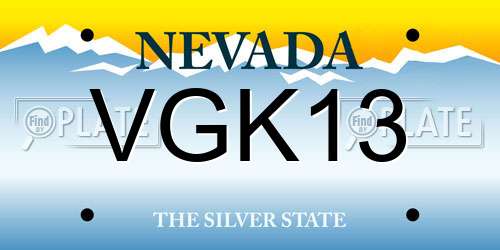VGK13 Nevada License Plate