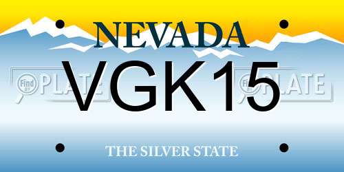 VGK15 Nevada License Plate
