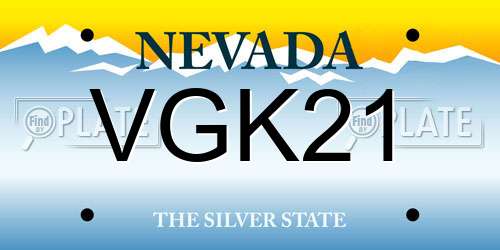 VGK21 Nevada License Plate
