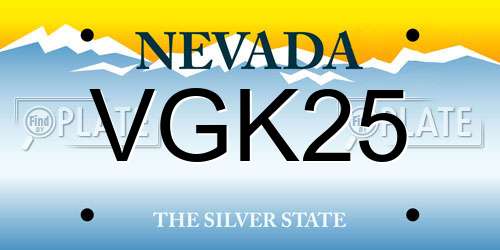VGK25 Nevada License Plate