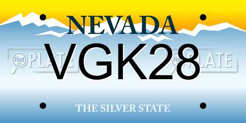 VGK28 Nevada License Plate