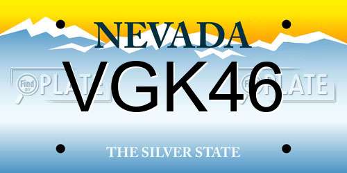 VGK46 Nevada License Plate