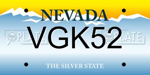 VGK52 Nevada License Plate