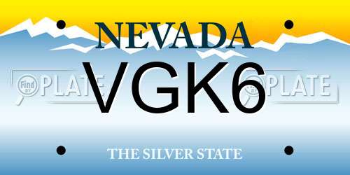 VGK6 Nevada License Plate