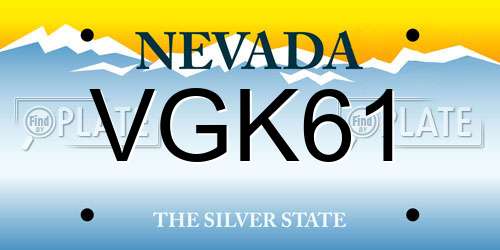 VGK61 Nevada License Plate