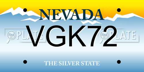 VGK72 Nevada License Plate