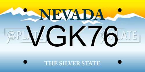 VGK76 Nevada License Plate