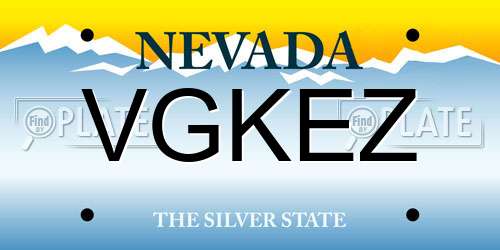VGKEZ Nevada License Plate