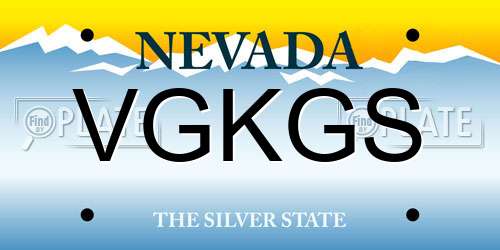 VGKGS Nevada License Plate
