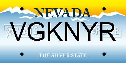 VGKNYR Nevada License Plate