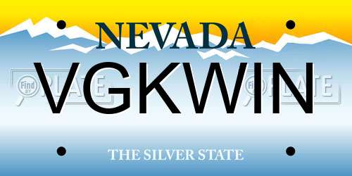 VGKWIN Nevada License Plate