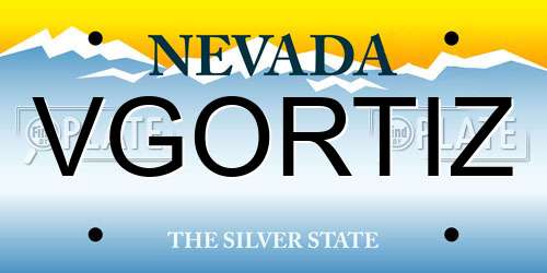 VGORTIZ Nevada License Plate