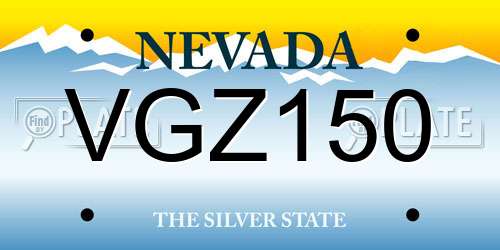 VGZ150 Nevada License Plate