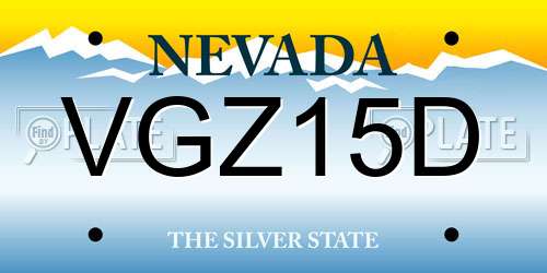 VGZ15D Nevada License Plate