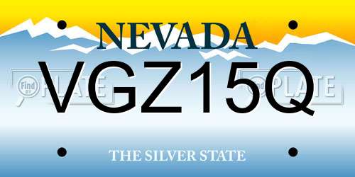 VGZ15Q Nevada License Plate