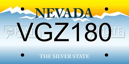 VGZ180 Nevada License Plate