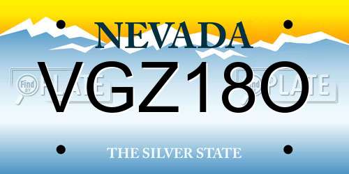 VGZ18O Nevada License Plate