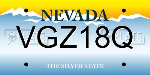 VGZ18Q Nevada License Plate