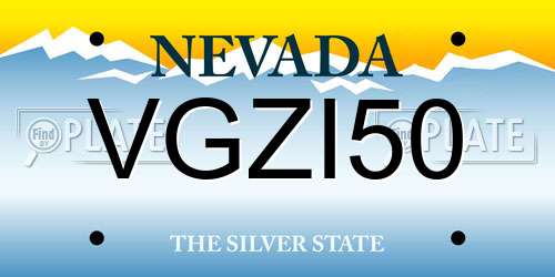 VGZI50 Nevada License Plate