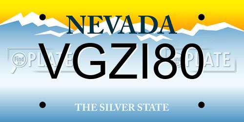 VGZI80 Nevada License Plate