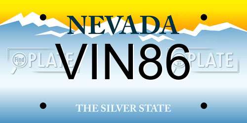 VIN86 Nevada License Plate