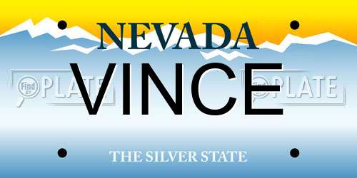VINCE Nevada License Plate