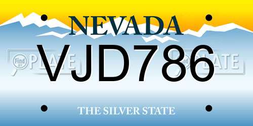 VJD786 Nevada License Plate