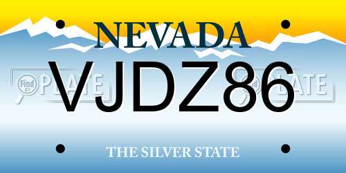 VJDZ86 Nevada License Plate