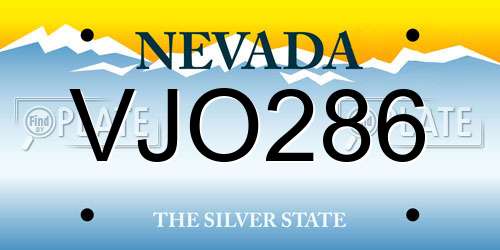 VJO286 Nevada License Plate