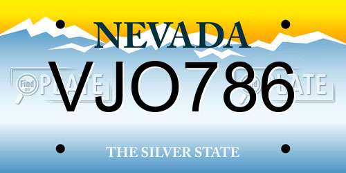 VJO786 Nevada License Plate